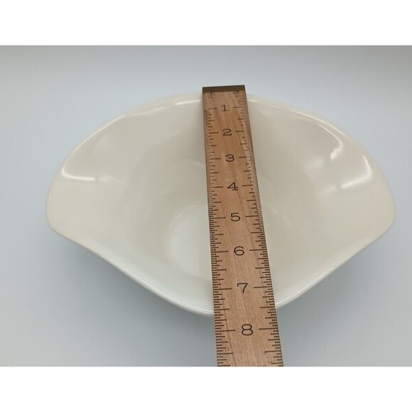 Vintage Pottery USA C-1 Planter Pot Bowl Cream Scalloped Oval Candy Keys - Picture 4 of 6